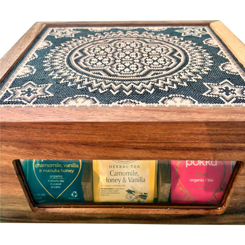 Small Glass Black/White Tea Box - Wixarika Collection